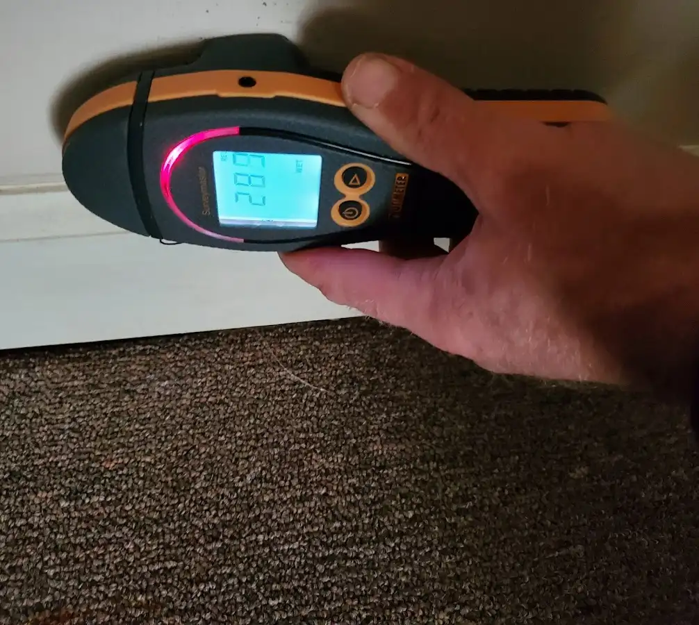Moisture detection at baseboard during Sewage Cleanup & Sanitation in Hyrum